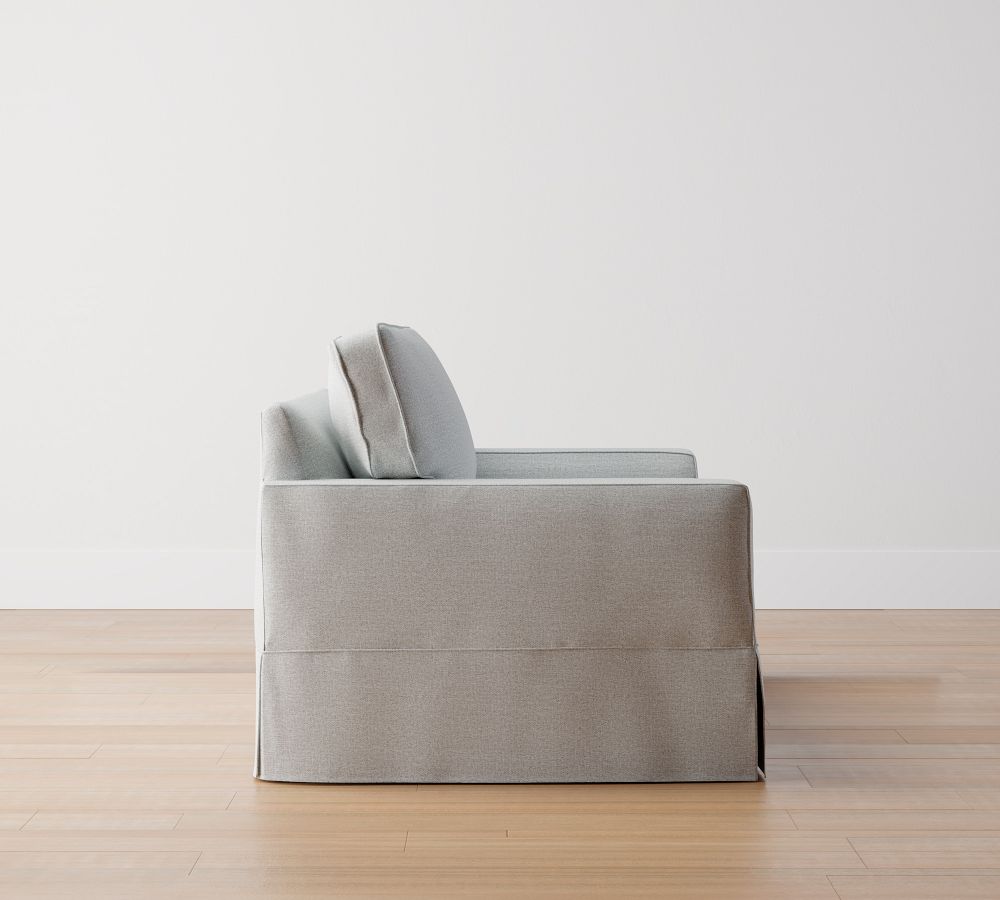 PB Comfort Square Arm Slipcovered Twin Sleeper Sofa with Memory Foam Mattress Pottery Barn