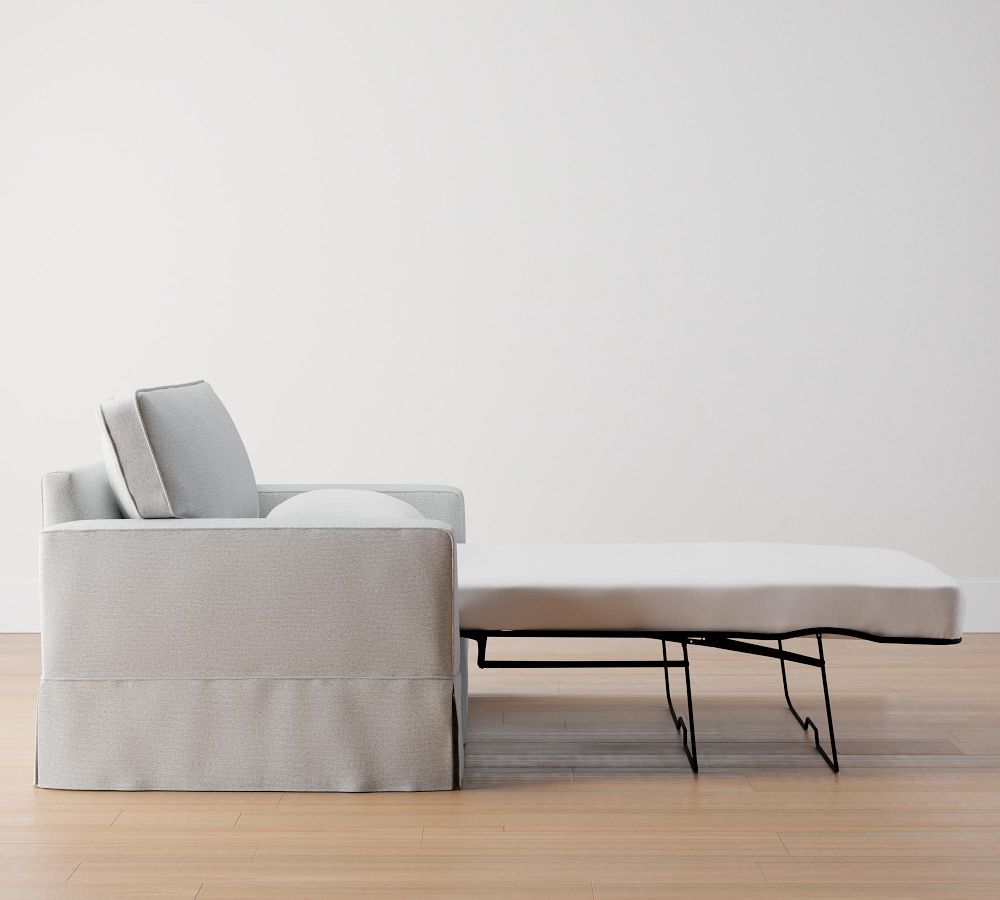 PB Comfort Square Arm Slipcovered Twin Sleeper Sofa with Memory Foam Mattress Pottery Barn