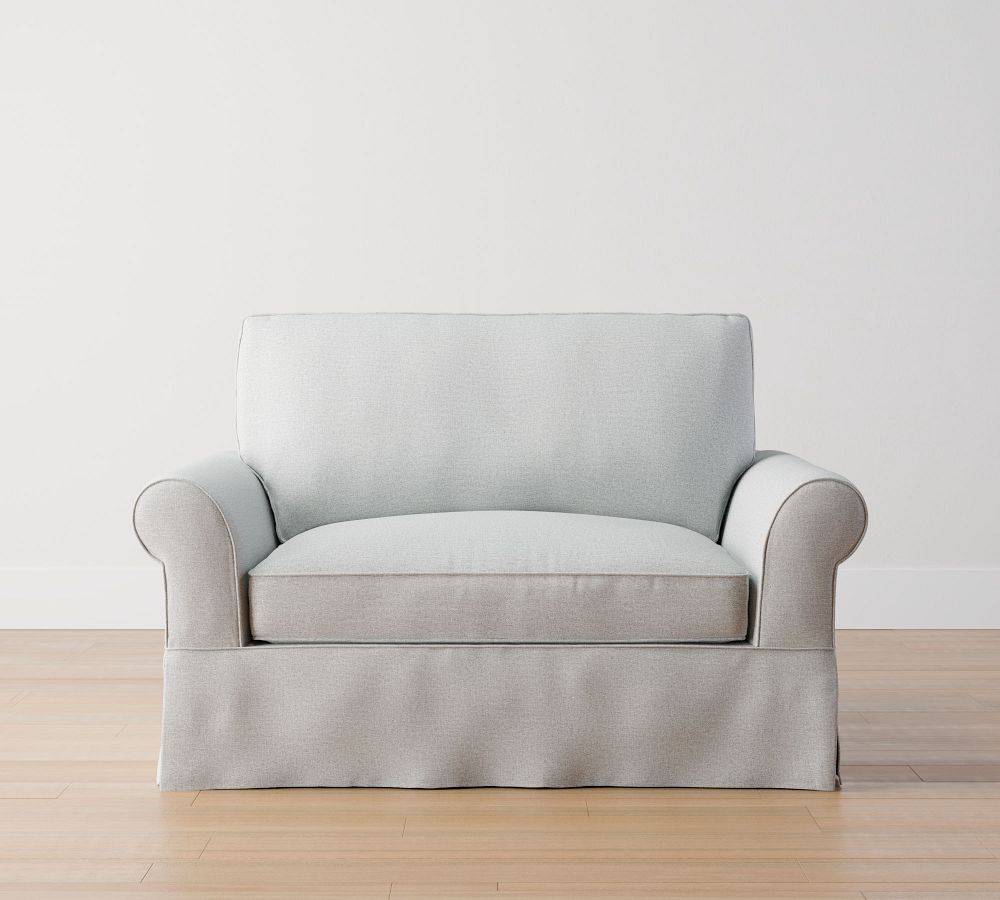 PB Comfort Roll Arm Slipcovered Sleeper Sofa With Memory Foam Mattress