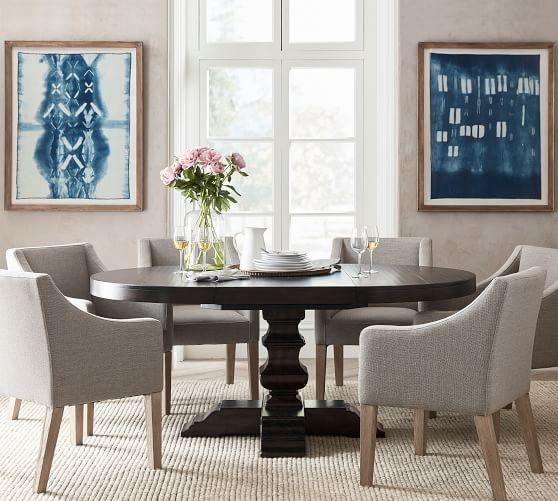 Trend wise insect Banks Round Pedestal Extending Dining Table | Pottery Barn