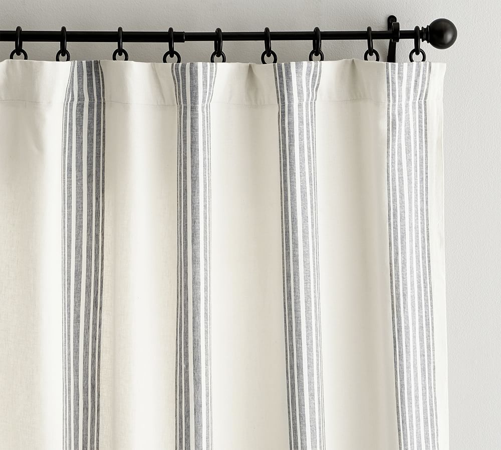 Riviera Striped Linen/Cotton Blackout Curtain Pottery Barn