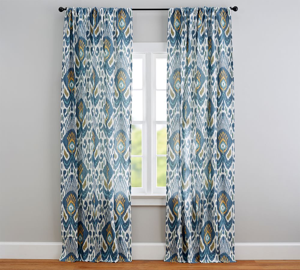 Ikat Print Linen/Cotton Rod Pocket Curtain Pottery Barn