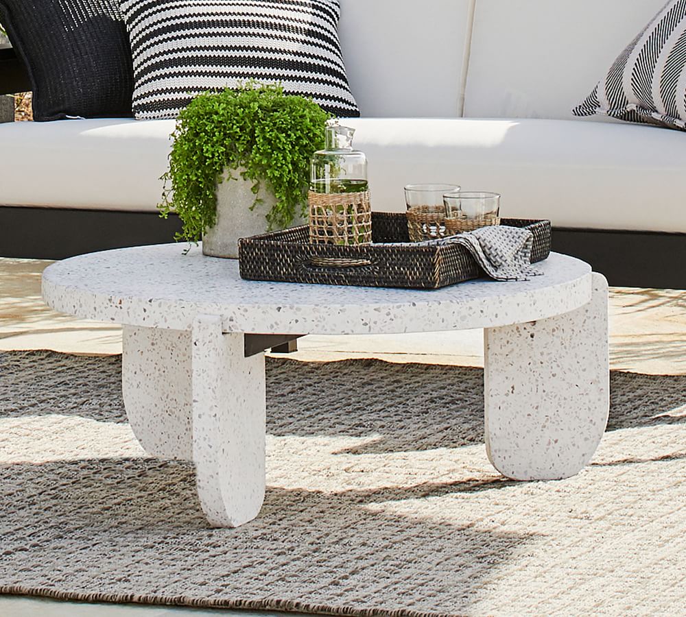 pottery barn round outdoor coffee table