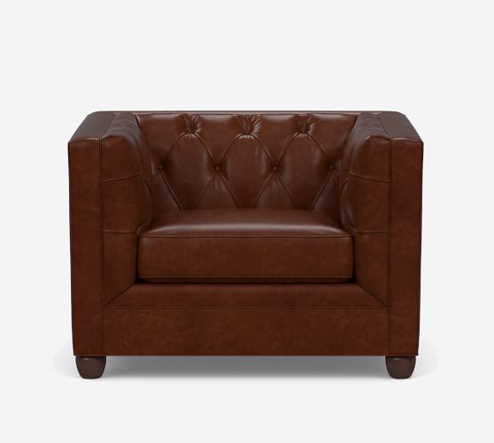 square arm leather chair