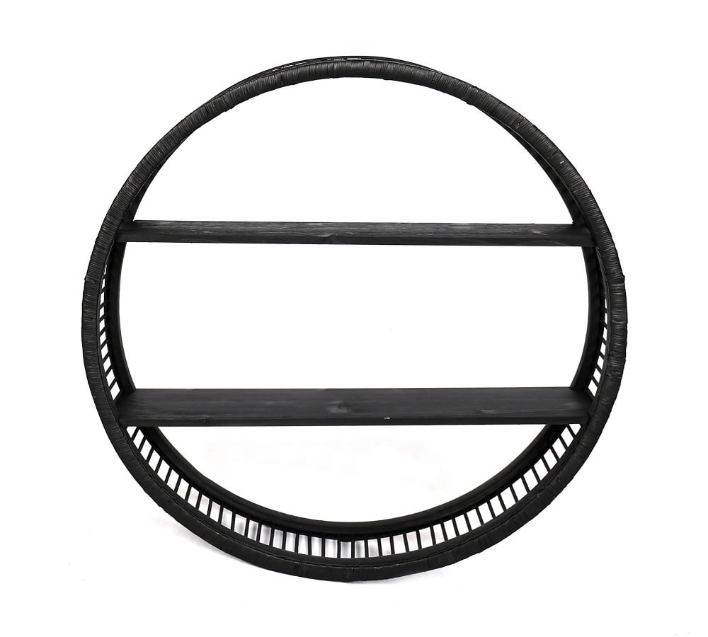 Addie Round Rattan 2Tier Wall Shelf Pottery Barn