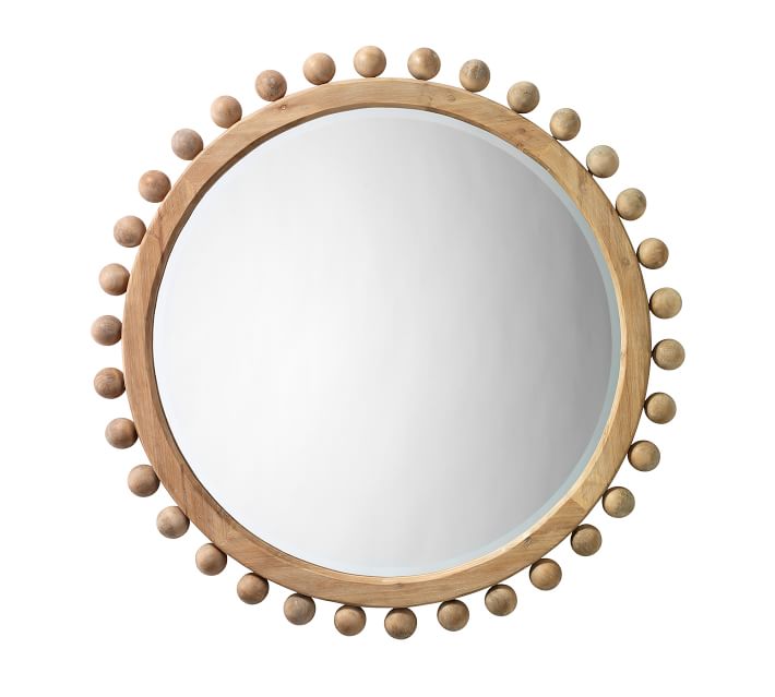 pacific wooden round wall mirror