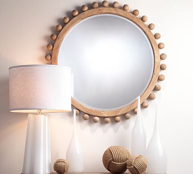 pacific wooden round wall mirror