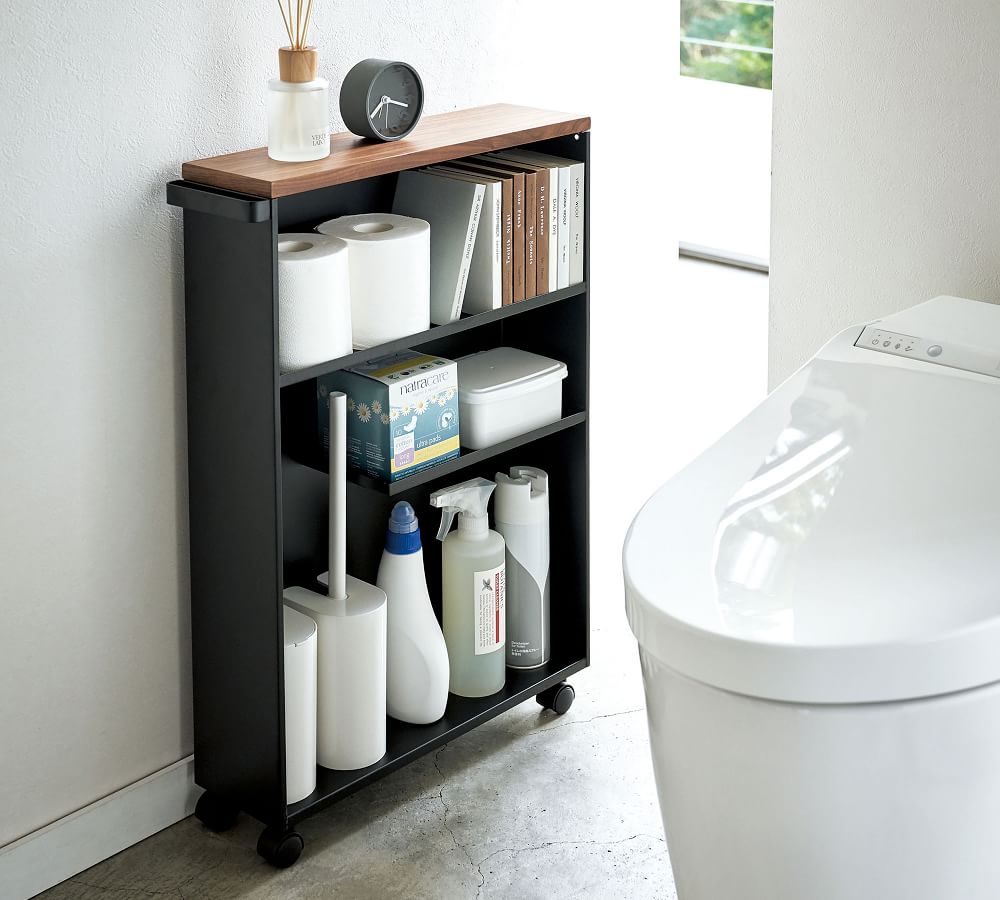 Yamazaki Slim Rolling Bathroom Cart with Handle | Pottery Barn