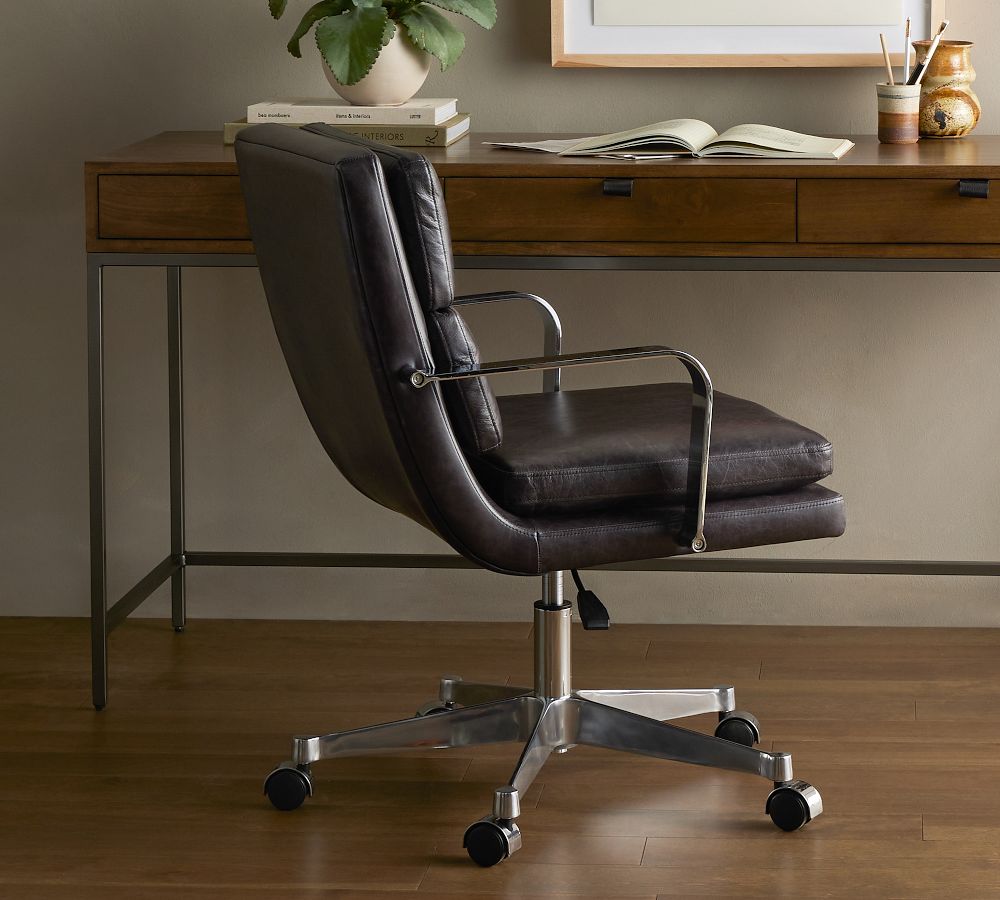 Jace Leather Swivel Desk Chair | Pottery Barn