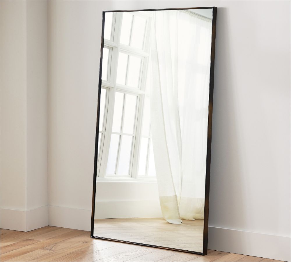 Berke Oversized Bronze Frame Antiqued Floor Mirror | Pottery Barn