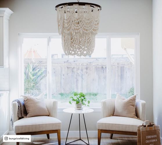 white wood bead chandelier