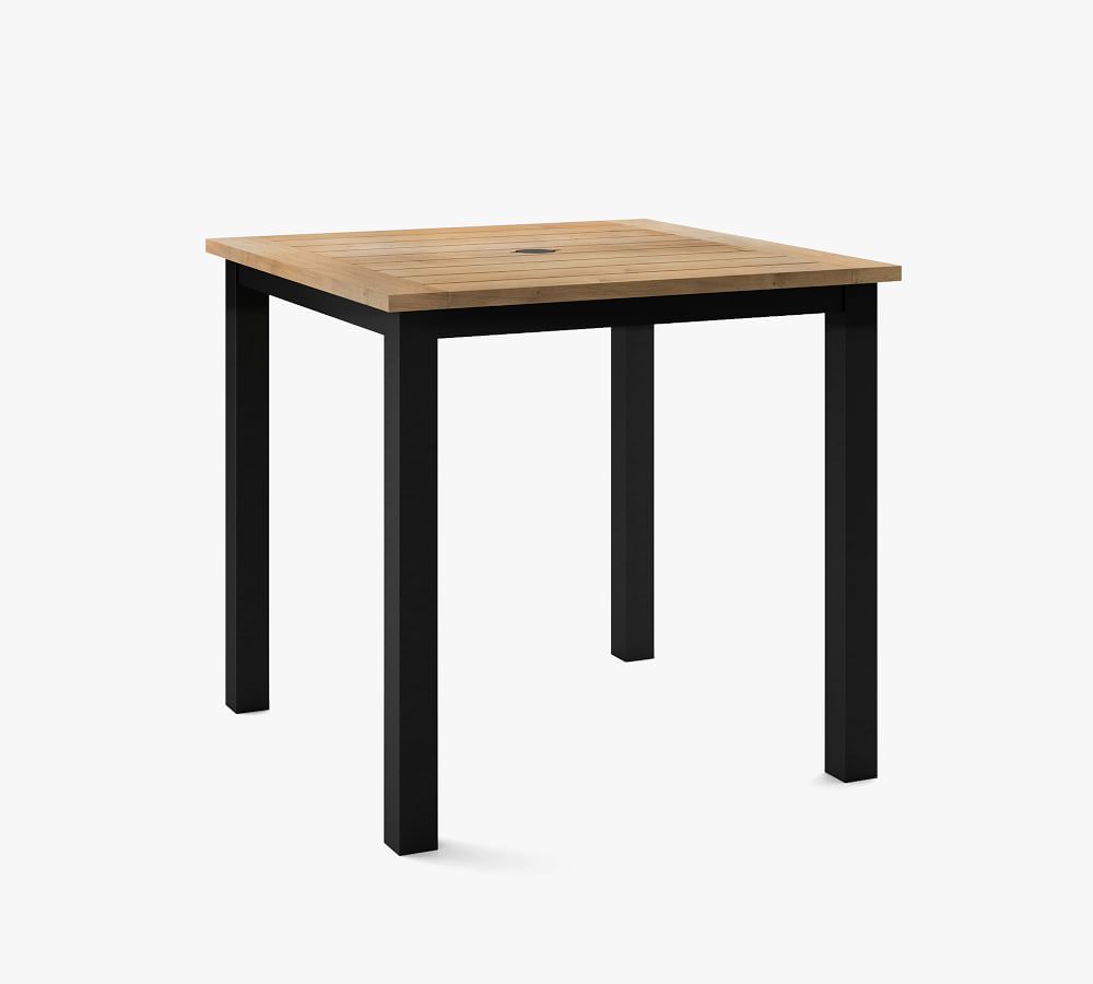 Malibu 32" Metal & FSC® Teak Square Bistro Table Pottery Barn
