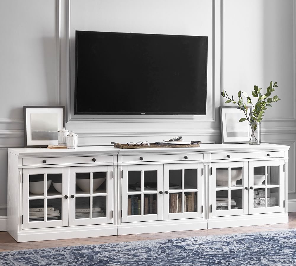 Livingston 105" Media Console with Glass Door Gray Wash