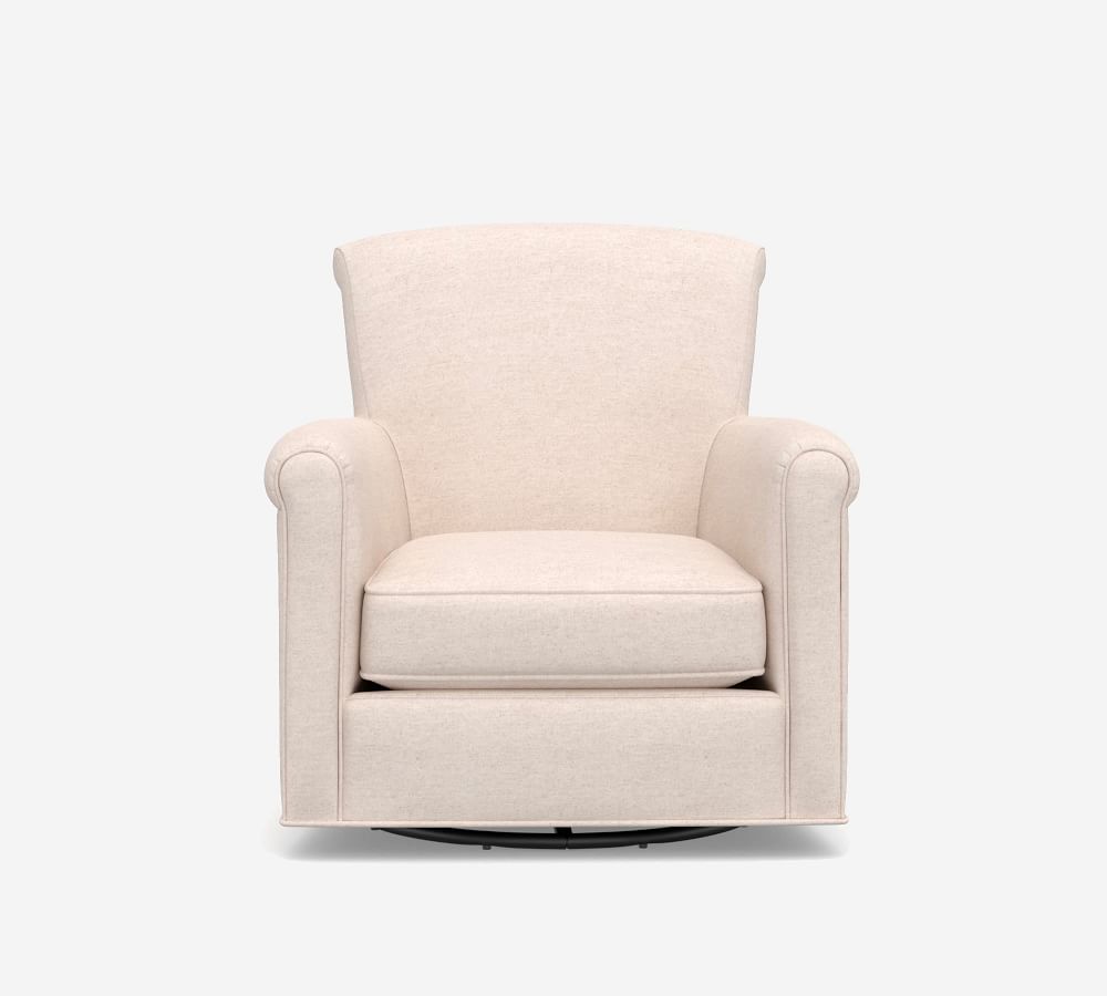 Irving Upholstered Swivel Rocker | Pottery Barn