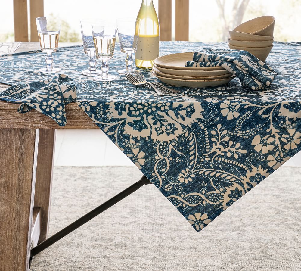 Bernyce Printed Cotton/Flax Table Throw Pottery Barn