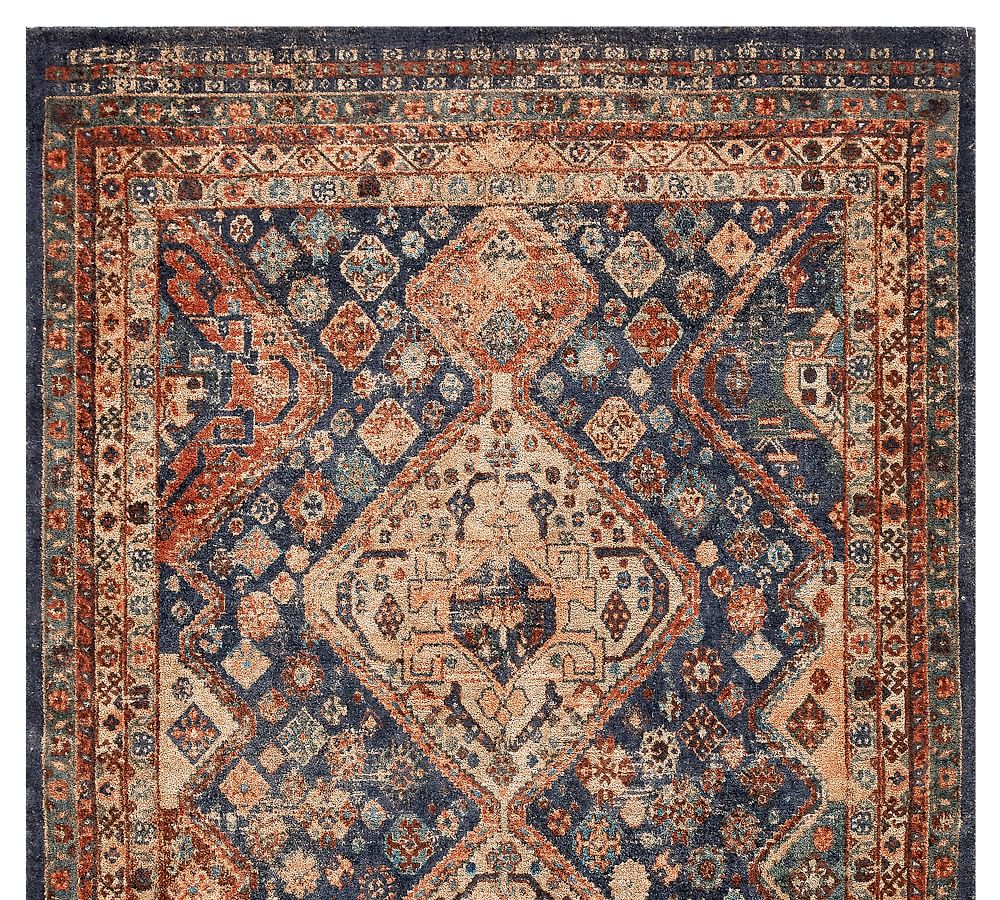 Blue Multi Mahalia Printed Rug Patterned Rugs Pottery Barn