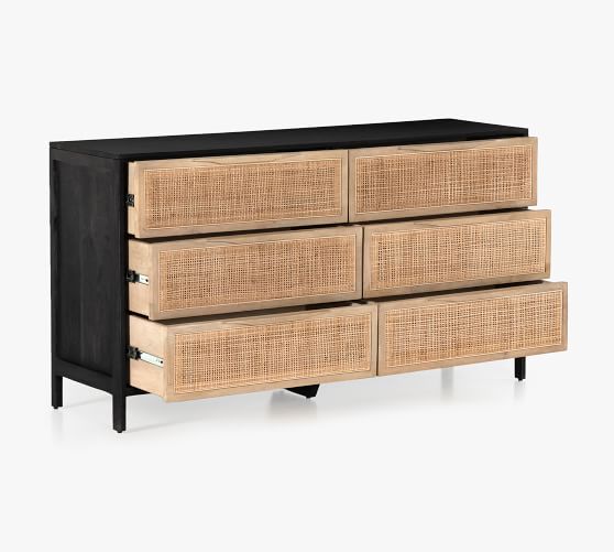 Black Wood Natural Rattan Cane Drawer Dresser | atelier-yuwa.ciao.jp