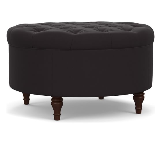 Leather Top Grain Ottoman Pottery Barn