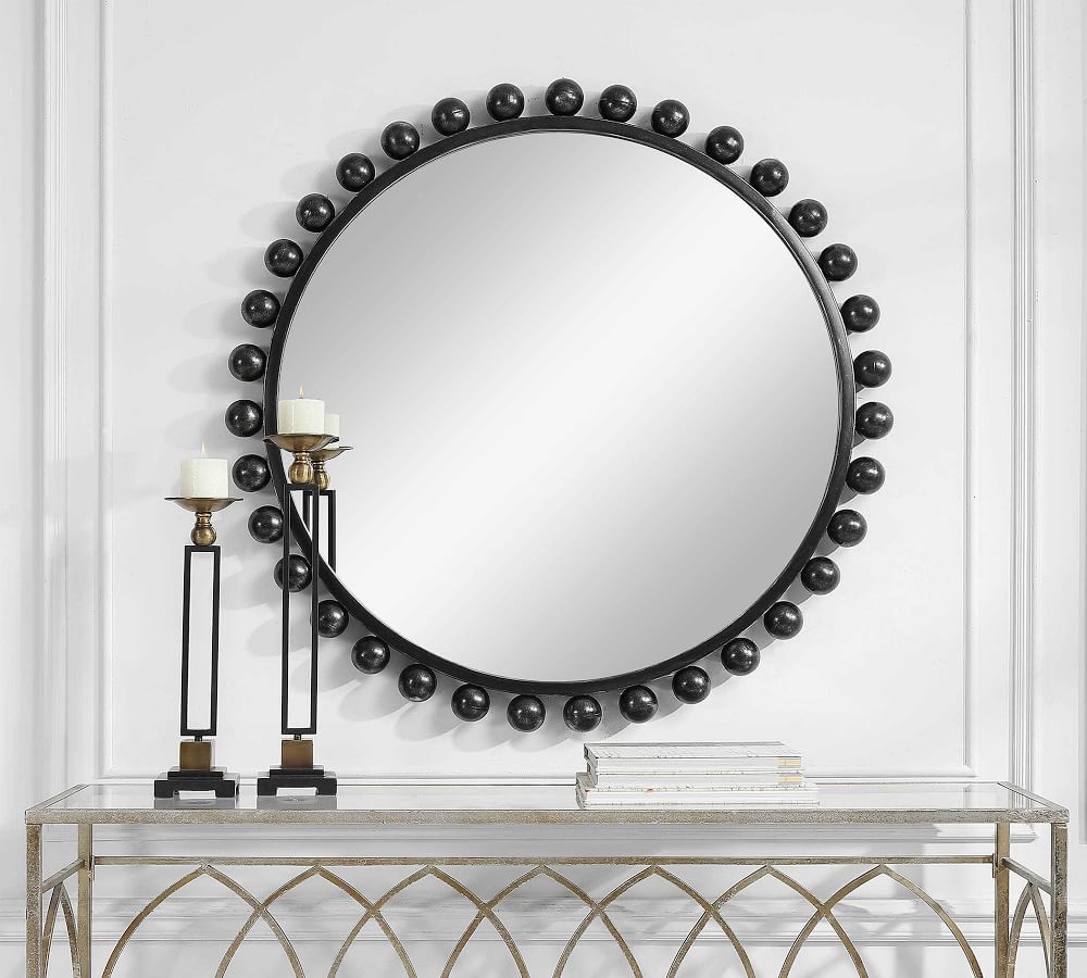 Belle Beaded Round Mirror Pottery Barn