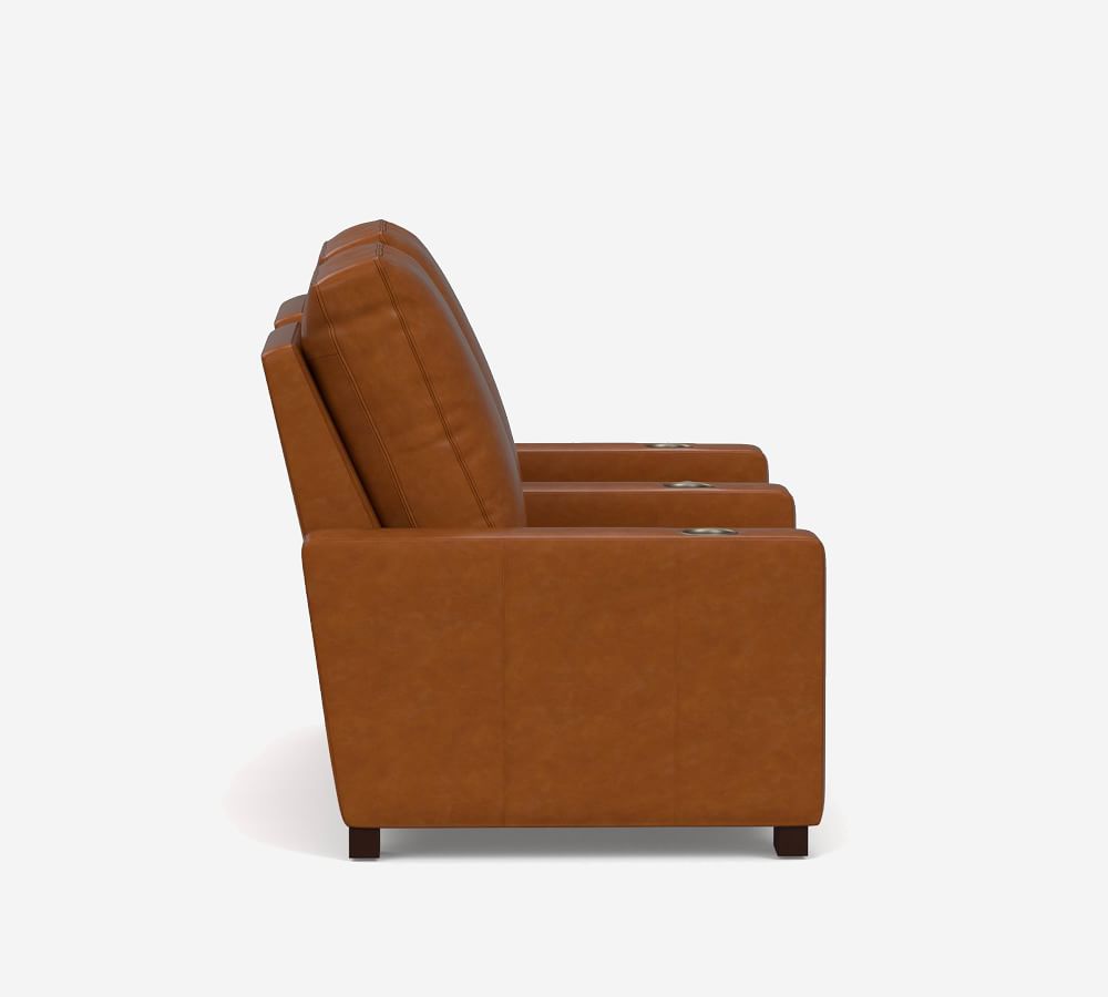 Turner Square Leather Home Theater Chairs Row of 2 Pottery Barn