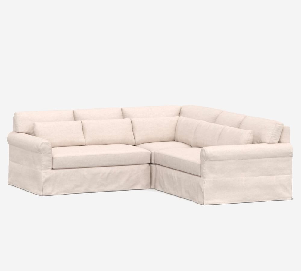 York Roll Arm Deep Seat Slipcovered 3Piece LSectional Pottery Barn