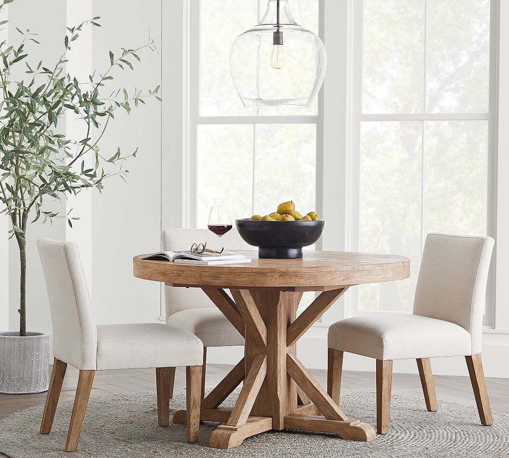 pottery barn benchwright round table