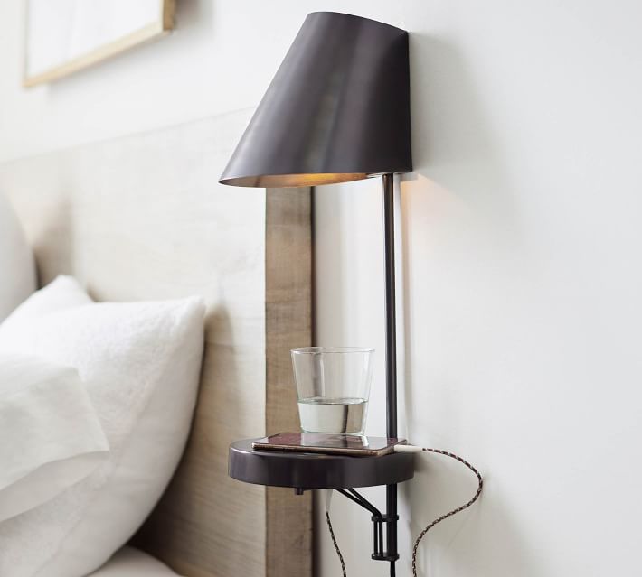 plug in wall sconce with shelf