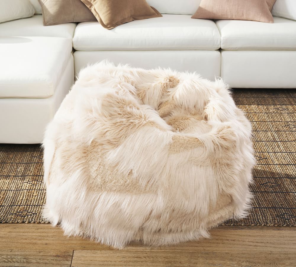 pottery barn fur bean bag