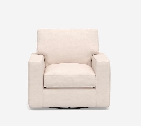 PB Comfort Roll Arm Upholstered Swivel Armchair | Pottery Barn