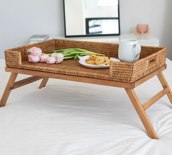 wicker lap tray