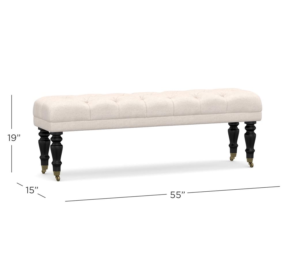 Raleigh Tufted Upholstered Queen Bench | Pottery Barn