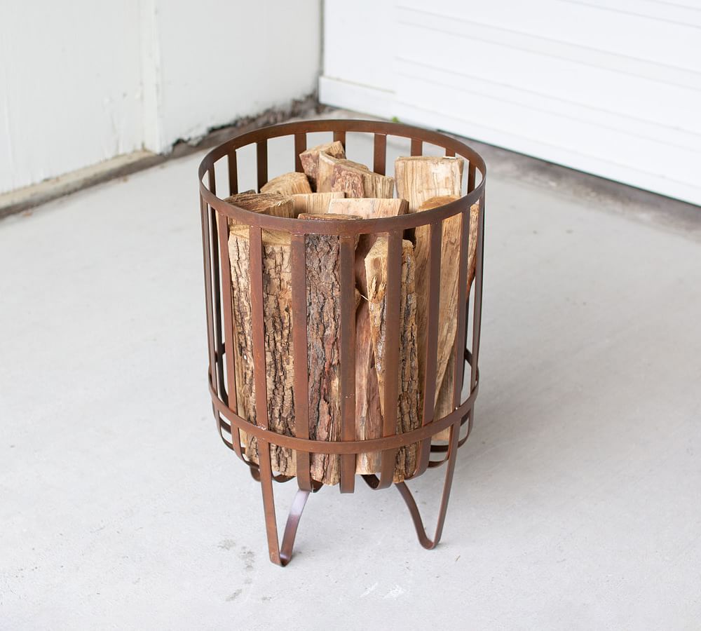 Metal Fireplace Log Basket Pottery Barn