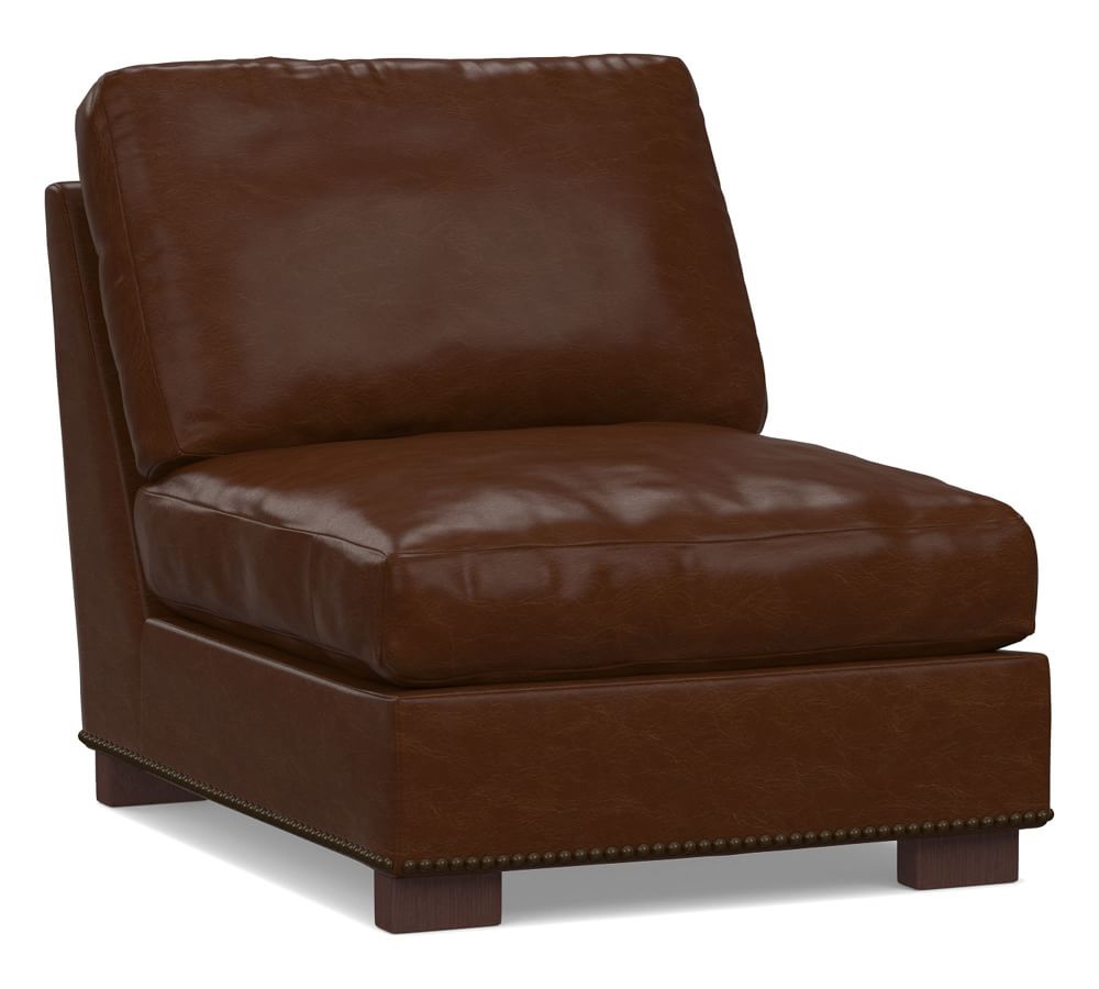 pottery barn armless leather chair