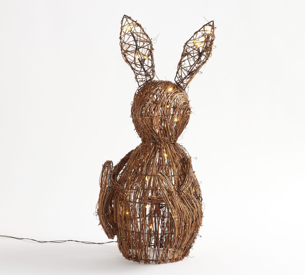 Rattan Bunny With Twinkle Lights Pottery Barn