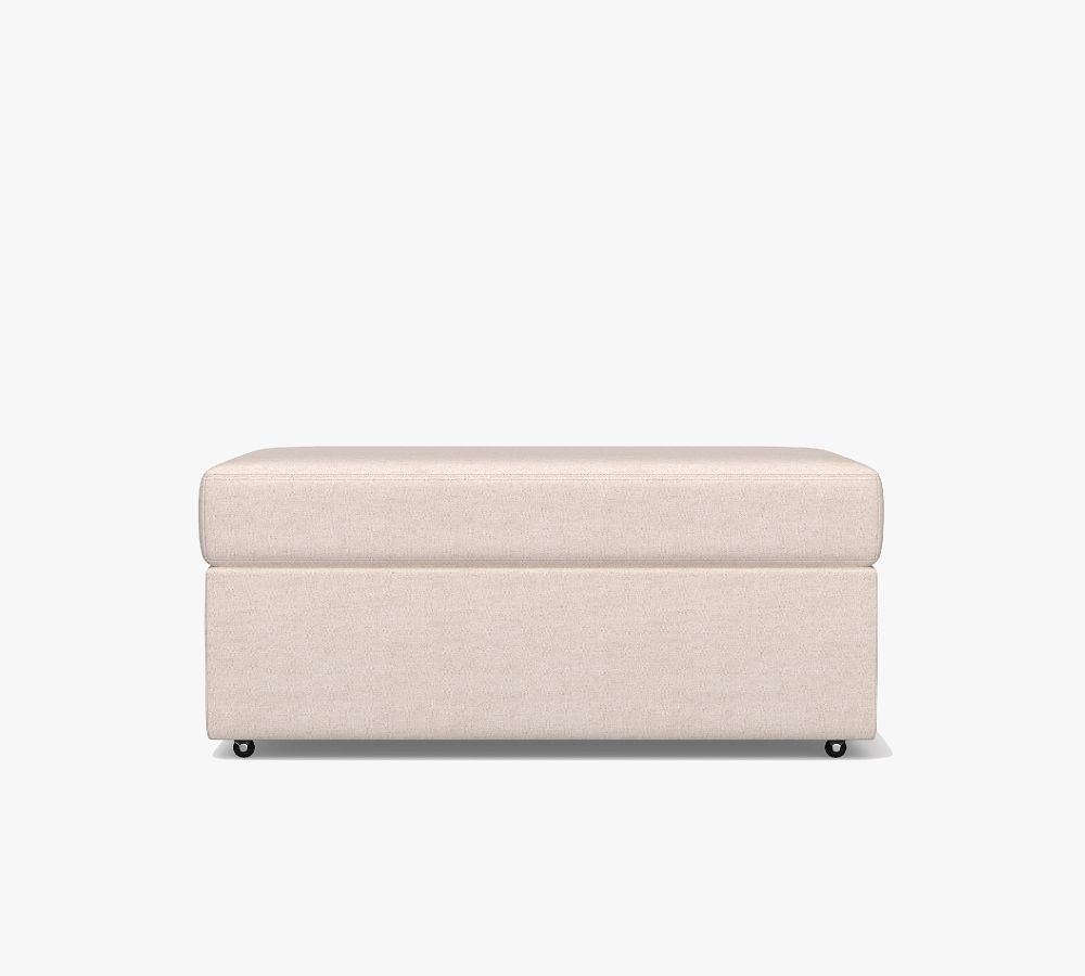 Big Sur Upholstered Storage Ottoman with Pull Out Table Pottery Barn