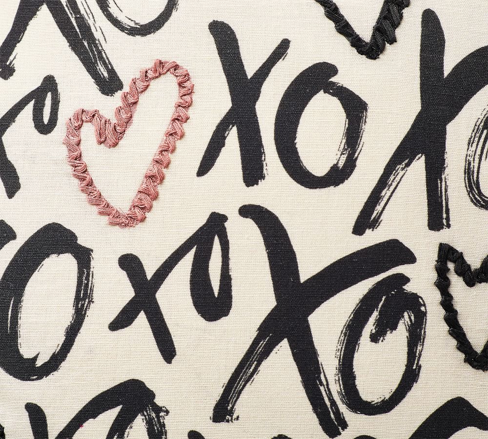 XO Heart Embroidered Pillow Cover Pottery Barn