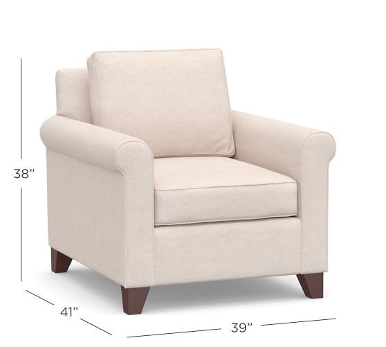 pottery barn cameron roll arm chair