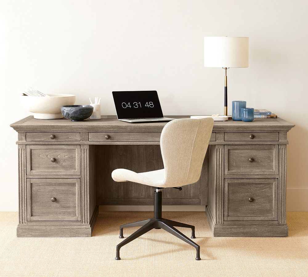 pottery barn brown desk