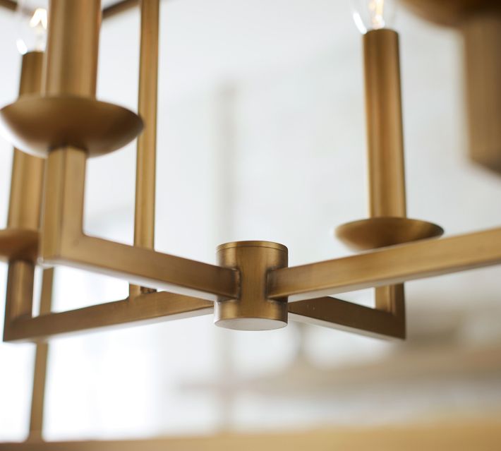 Remming Linear Remington Iron Linear Lantern Chandelier | Pottery Barn