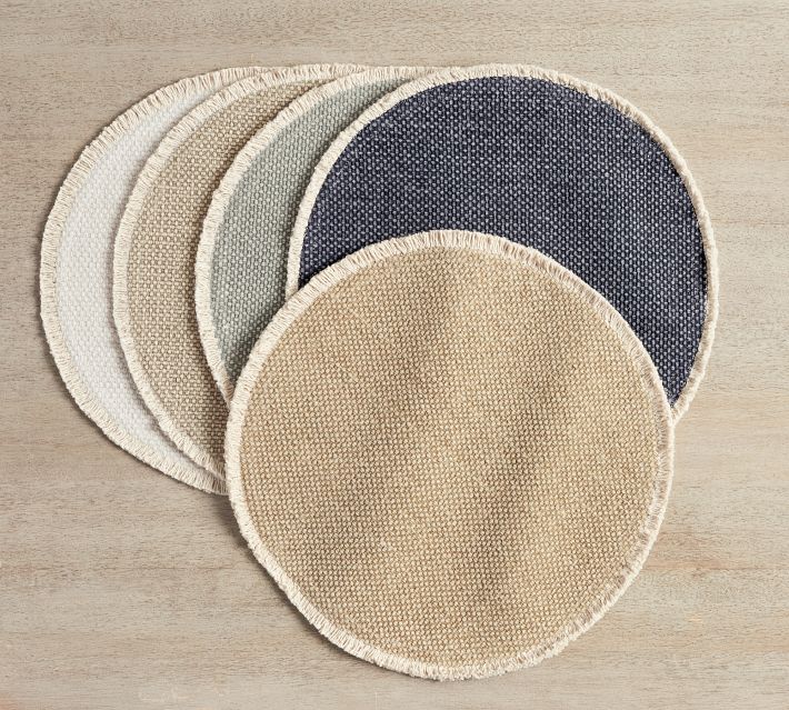 Mason Handwoven Cotton Fringe Round Placemats Set of 4 Pottery Barn