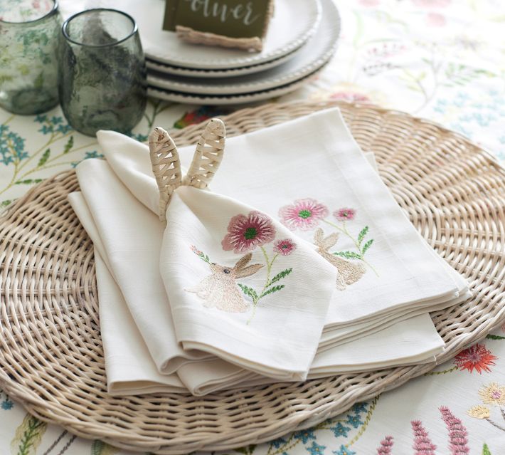 Spring Garden Cotton Embroidered Napkins Set of 4 Pottery Barn