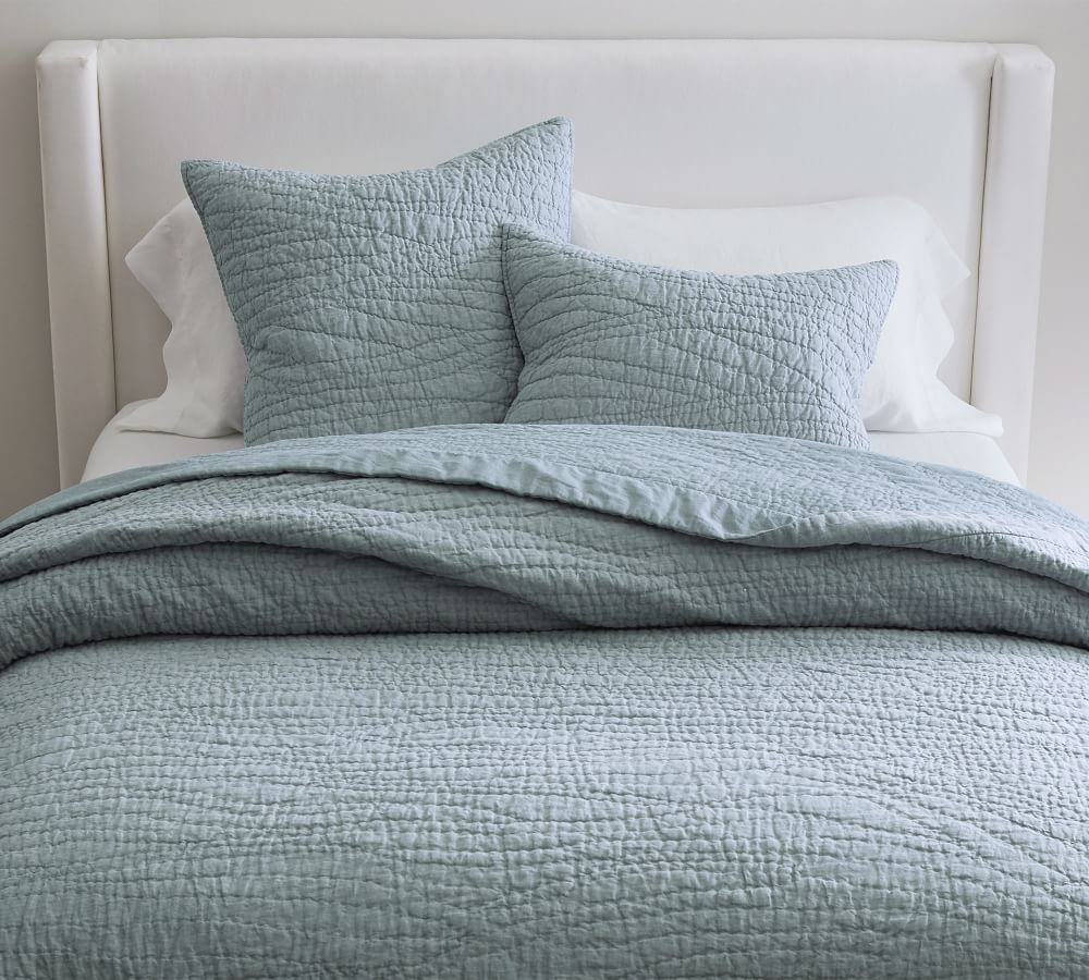 Belgian Flax Linen Hand Stitched Pillow Shams White Pottery Barn