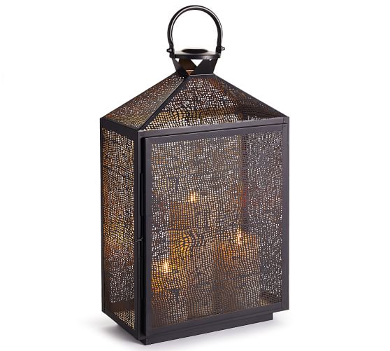 Perforated Iron Metal Lanterns, Set of Three