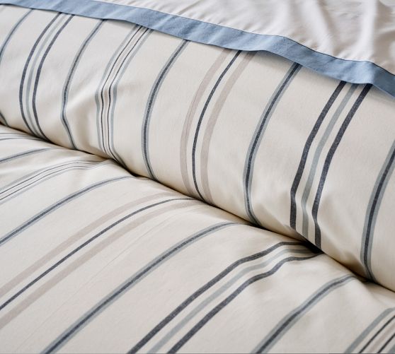 Finley Striped Percale Duvet Cover Pottery Barn