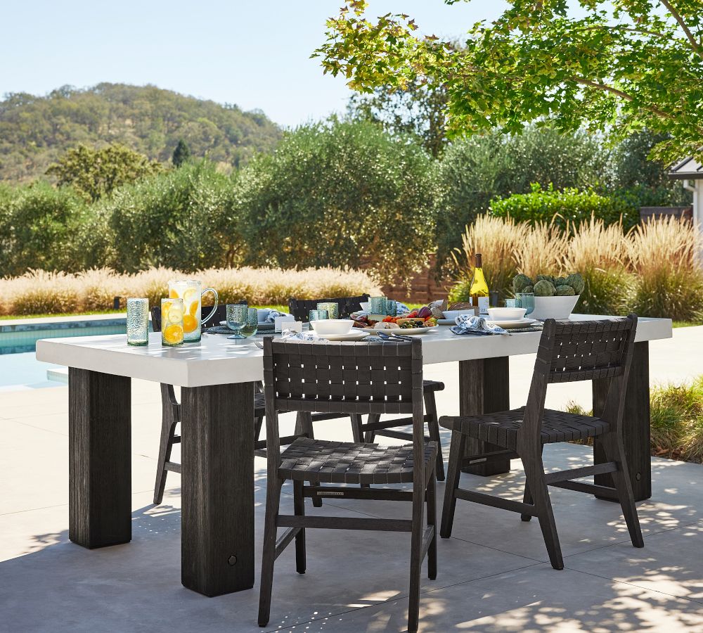 Abbott Indoor/Outdoor 96" Concrete & FSC® Acacia Chunky Leg Dining