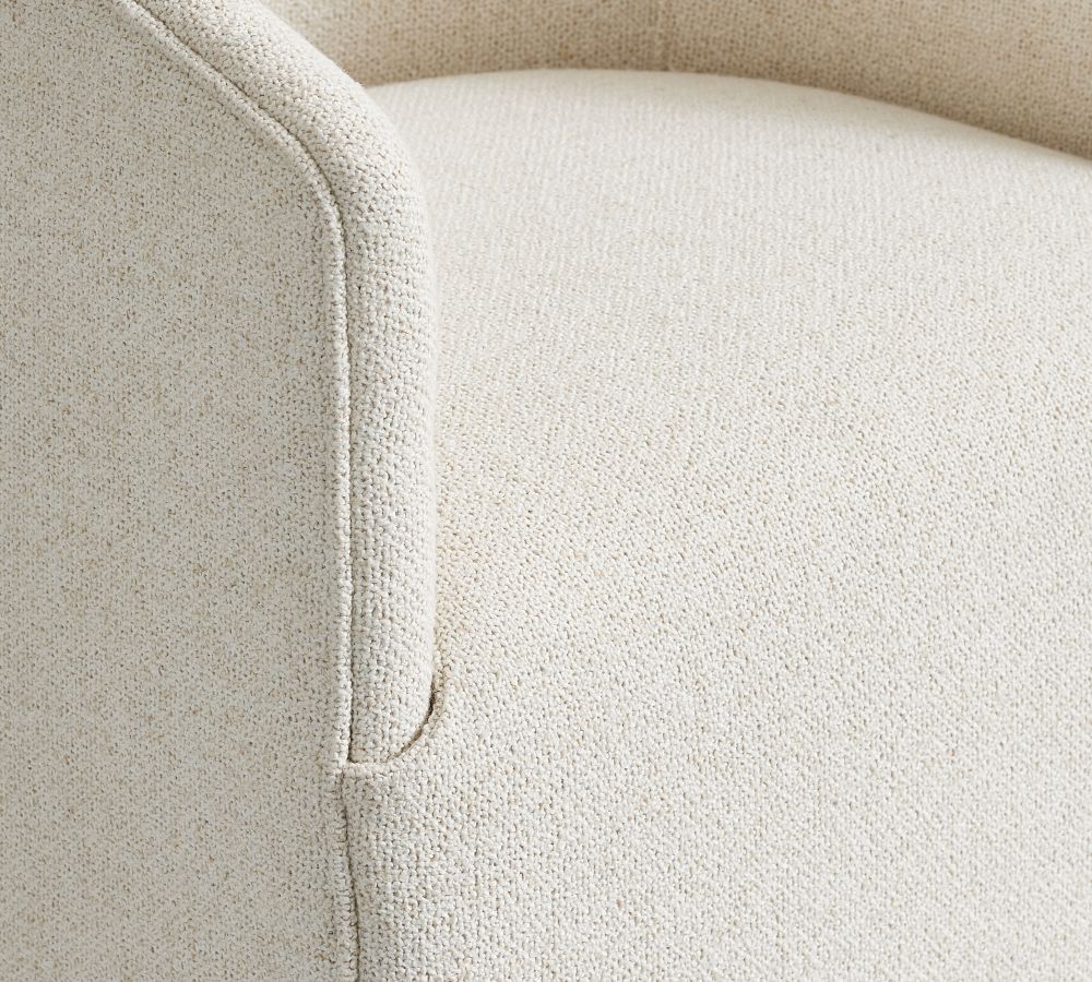 Baldwin Upholstered Barrel Back Swivel Dining Chair Pottery Barn