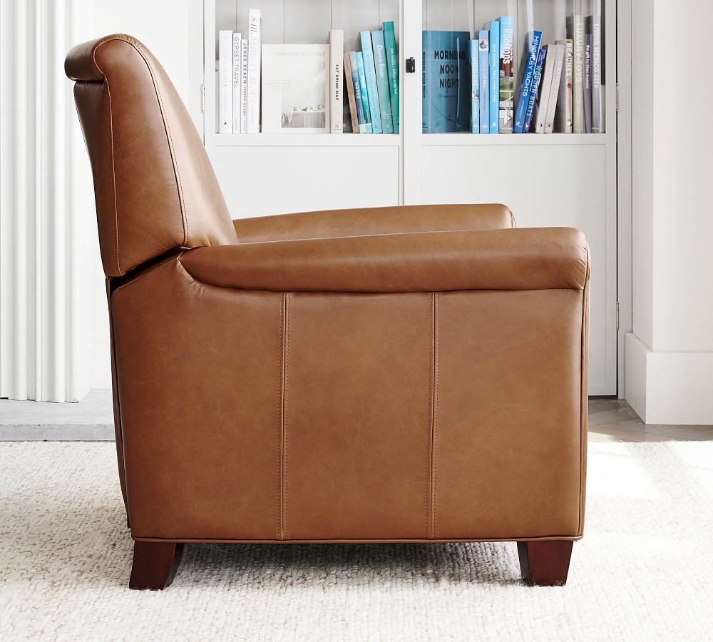 Irving Roll Arm Leather Recliner Pottery Barn