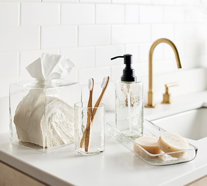 pottery barn glass bathroom accessories