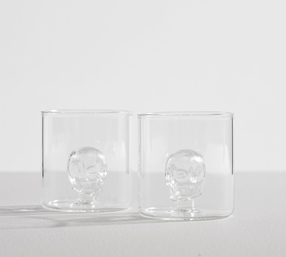 Glass Skull Double Shot Glasses - Set of 2 | Pottery Barn