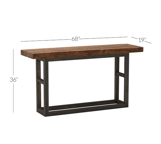 wood top console table with metal legs